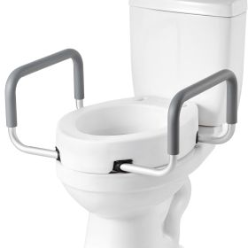 Raised Toilet Seat with Arms, 300 lbs Load Capacity, 3.5-Inch Lift Height, Widened Commode Elevated Toilet Seat Riser with Padded Handles for Sen