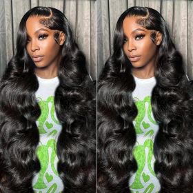 13x6 Lace Front Human Hair Wig Natural Color, Body Wave, Density (Option: Natural Color-16inch)