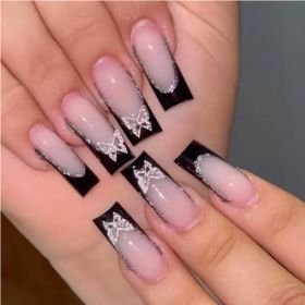 24 PCS Black P Ink Butterfly Nail Art (Option: BLACK)