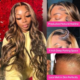 13x4 Lace Frontal Human Hair Wig P4 27 Body Wave Density (Option: 26inch)