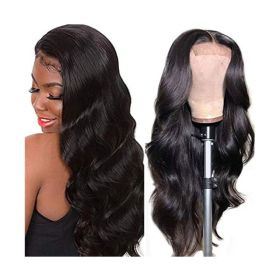 4x4 Lace Closure Wig Human Hair Natural Color Body Wave Density (Option: 10inch)