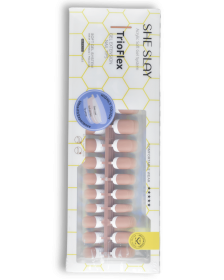 SheSlay Trio Flex Gel French Tip Nails | Pre-Colored Press-On Nail Extensions (Color: Nude, Nail shape: Short)