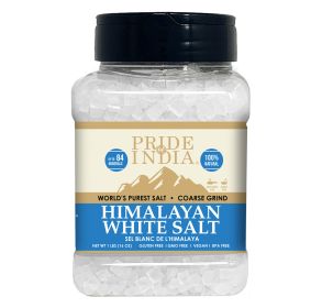 Himalayan White Salt by Pride Of India - 1lb - Rarest & Enriched W/84+ Natural Minerals- Low Sodium- Mineral Rich Nutrition and Enhanced Taste- H (size: 1 Lbs, Texture: Coarse Grind)